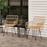 Sedie da Giardino 2pz con Braccioli 56x64x80 cm Rattan PE 319426