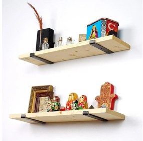 SET 2x Mensola da parete 16x60 cm abete