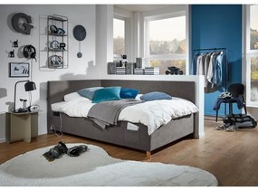 Letto da bambini con sponde color antracite imbottito con contenitore con rete inclusa 140x200 cm Cool – Meise Möbel