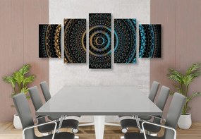 Quadri 5 pezzi – Mandala con motivo del sole