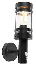 Lampada da parete per esterni nera con sensore di movimento IP44 - Gleam