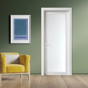Porta interna a battente Flap in MDF colore bianco, L 80 x H 210 cm, apertura reversibile