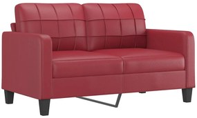 Set di divani 3 pz con cuscini rosso vino in similpelle