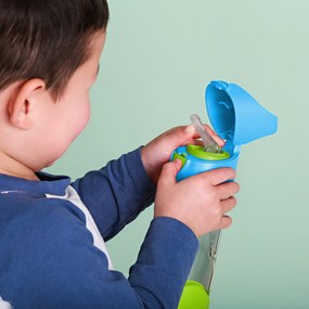 Bottiglia con cannuccia 450 ml – blu/verde