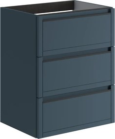 Mobile da bagno sospeso sotto lavabo L 59.5 x H 78 x P 45.5 cm blu opaco, 3 cassetti Tratto