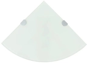 Scaffale Angolare Con Supporto İn Cristallo Vetro Bianco 35x35 Cm /