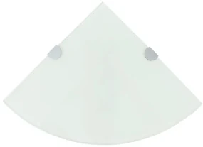 Scaffale Angolare Con Supporto İn Cristallo Vetro Bianco 35x35 Cm /