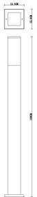 Paletto da Giardino 100cm Quadrato acciaio INOX Nero, IP54 IK06 base E27 Base E27