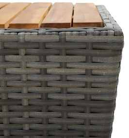 Tavolino grigio 41,5x41,5x43 cm in polyrattan e legno di acacia