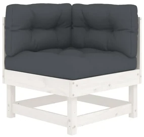 Set divani da giardino 5pz con cuscini in legno massello bianco