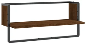 Mensola a parete con asta rovere marrone 65x25x30 cm