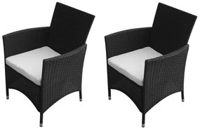 Sedie da giardino 2 pz in polyrattan nero