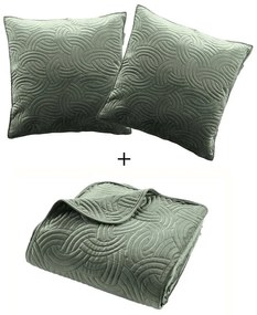 Set con copriletto e federa verde in velluto 220x240 cm Solange – douceur d'intérieur