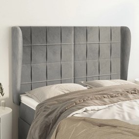 Testiera Ad Orecchio Grigio Chiaro 147x23x118/128 Cm İn Velluto /