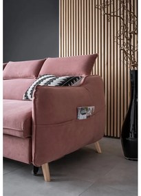 Divano letto angolare in velluto rosa chiaro (angolo sinistro) Sweet Harmony - Miuform