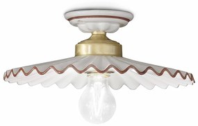 Plafoniera Classica L'Aquila Ottone E Ceramica Decorato Diam. 31Cm Luce E27