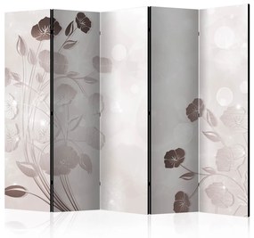 Paravento design Delicatezza dei Fiori II (5-parti) - sfondo beige con motivi floreali
