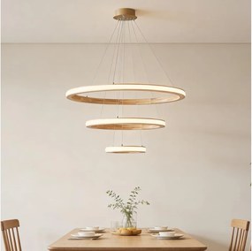 Brilagi - Lampadario LED a sospensione su cavo UMEA WOOD, 45W/230V, Ø 60 cm, in legno di Hevea
