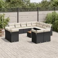 Set Divani da Giardino 13pz con Cuscini Nero in Polyrattan 3256280