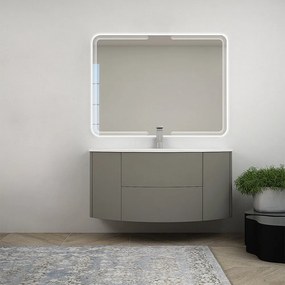 Mobile da bagno sospeso 120 cm Nairobi Grigio talpa opaco con specchio led