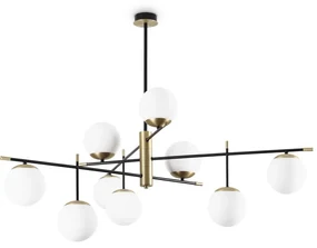 Plafoniera Contemporanea Gourmet Metallo Nero 9 Luci E14