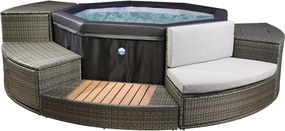 Vasca Idromassaggio da Esterno Semirigida Riscaldata 4+2 Posti con Mobili Ø193x73 cm NetSpa Octopus Marrone...