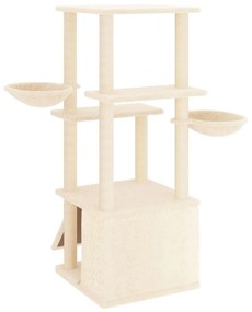 Albero per Gatti con Tiragraffi in Sisal Crema 133 cm