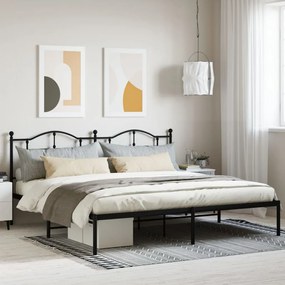 Giroletto Con Testiera İn Metallo Nero 200x200 Cm /