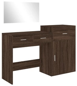 Set da toeletta 3 pz rovere marrone in legno multistrato