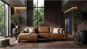 Divano angolare in similpelle marrone cognac (angolo sinistro) Copenhagen - Scandic