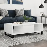 Tavolino da Salotto Bianco Lucido 104x60x35cm Legno Multistratocod mxl 105978