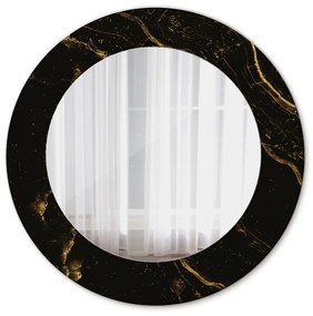 Specchio rotondo cornice con stampa Marmo nero fi 50 cm