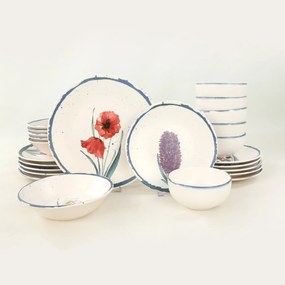 Set tavola fiori 24 pezzi in stoneware