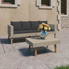 Set divani da giardino 2 pz con cuscini in polyrattan beige