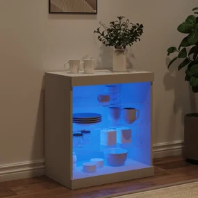 Credenza con luci led bianca 60,5x37x67 cm