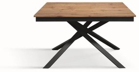 Tavolo VOLPAIA in legno, finitura rovere rustico e base in metallo verniciato antracite, allungabile 140&#215;80 cm &#8211; 190&#215;80 cm