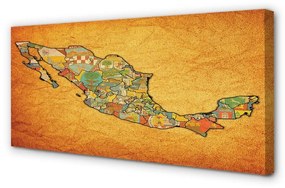 Stampa quadro su tela Mappa colorata 100x50 cm