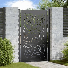 Cancello Giardino Nero 105x155 Cm İn Acciaio Design A Fiamma /