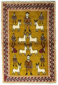 Gabbeh Tappeto persiano 100 x 150 Giallo (Iran) Annodato A Mano