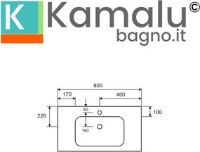 Lavabo da incasso per mobili 80 cm in solid surface | KLIT-800SS - KAMALU