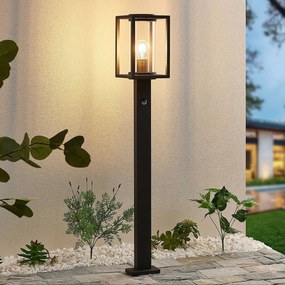 Lucande lampione Ferda, 100 cm, sensore, antracite, IP44 Ferda, Nero, Alluminio, Moderno