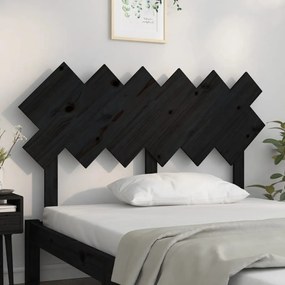 Testiera per letto nera 132x3x81 cm in legno massello di pino