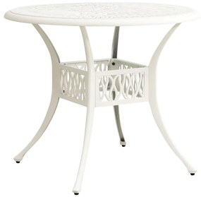 Tavolo da giardino bianco 90x90x74 cm in alluminio pressofuso