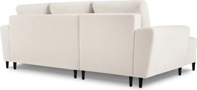 Divano angolare beige allungabile e con contenitore (con penisola a sinistra/con chaise lounge) con rivestimento in bouclé Kyoto – Cosmopolitan Design