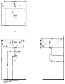 Cielo Smile Square Lavabo 48x48 Da Appoggio Semincasso O Sospeso Con Troppopieno In Ceramica Bianco Lucido