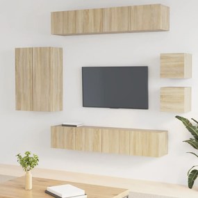 Set Mobili Porta Tv 8pz Rovere Sonoma İn Legno Multistrato /