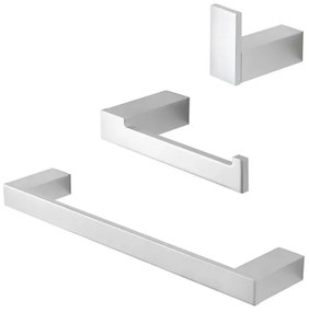Set con appendino, porta rotolo e porta salviette a muro argento Sky