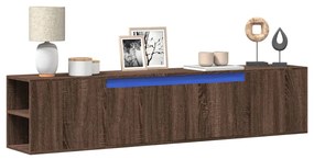 Mobile Tv A Parete Con Led Rovere Marrone 180x31x39,5 Cm /
