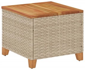 Tavolo da giardino beige 45x45x37 cm polyrattan e legno acacia