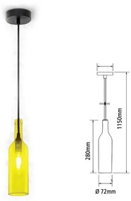 Lampadario a Sospensione Forma Bottiglia In Vetro Colore Giallo Attacco E14 Per Ristorante Sushi Bar SKU-3773